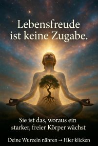 Lebensfreude ist keine Zugabe. Sie ist der Nährboden, aus dem ein starker, freier Körper wächst. Deine Wurzeln sind im Herzen – nicht im Verstand. Wenn sie stark sind, blüht alles andere von allein. 